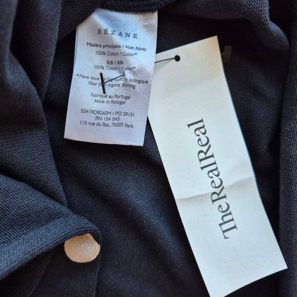 SEZANE Emy Polka Dot Tee-Shirt Dress Crew Neck Short Sleeve Black Ecru - Picture 10 of 14